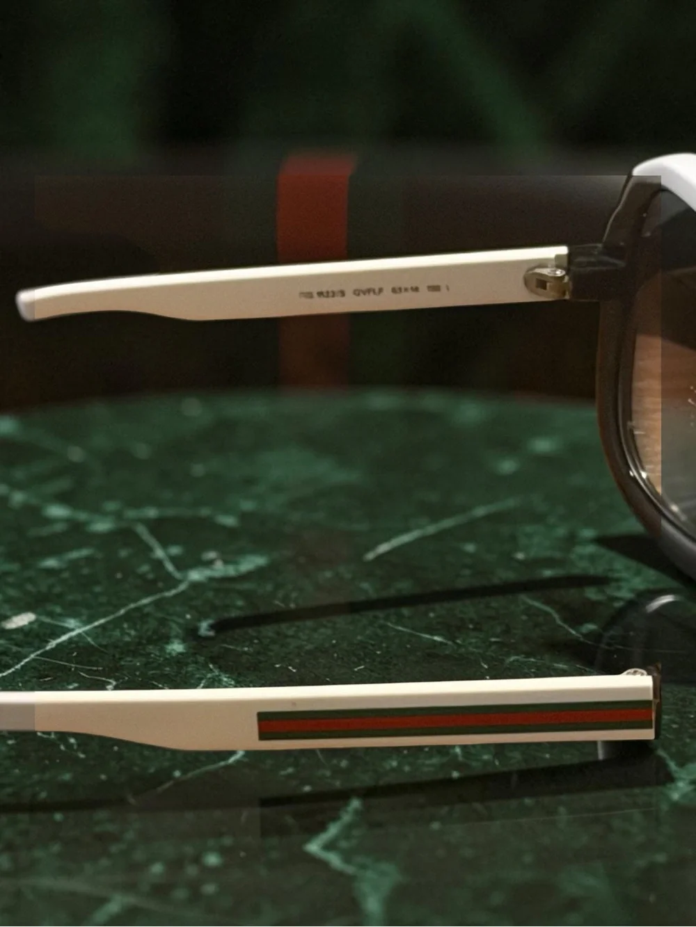 Gucci Aviator Sunglasses White Green Red Web Stripe with Case